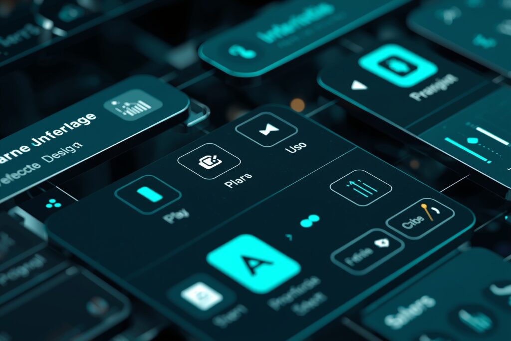 Illustration Tylias :UI/UX Design pour interfaces modernes – aperçu visuel d'une interface utilisateur épurée et intuitive