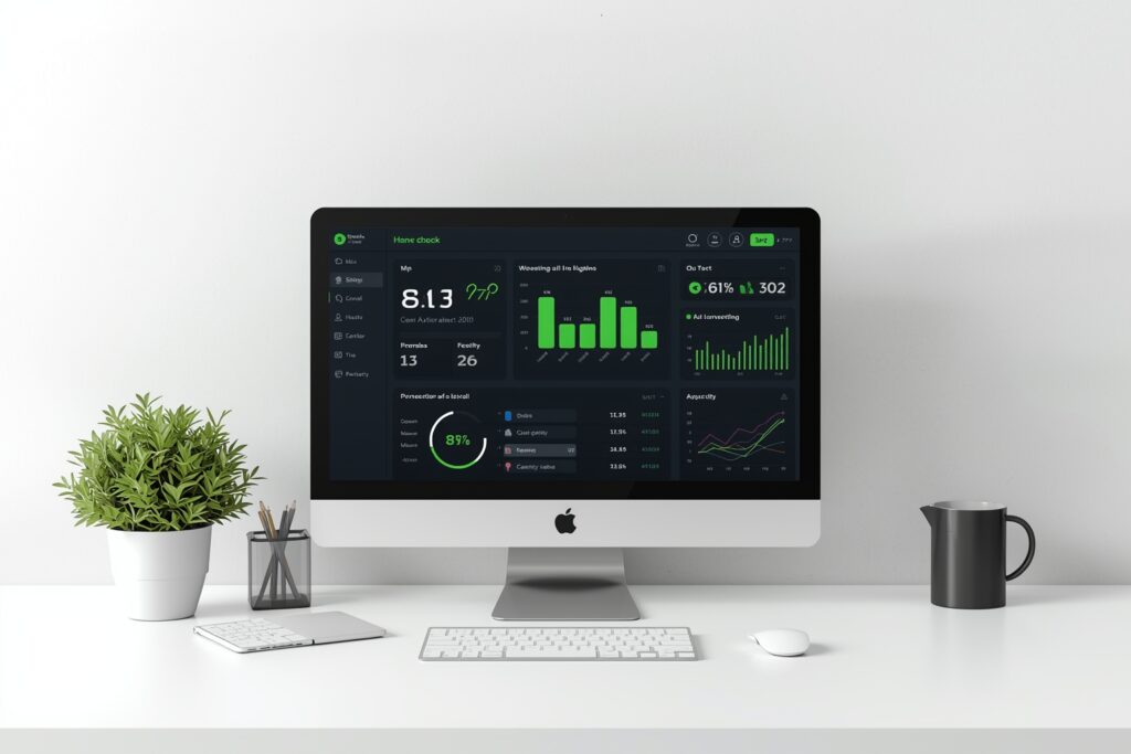 Illustration Tylias :Schematic UI/UX design dashboard illustrating user journey and conversion funnel