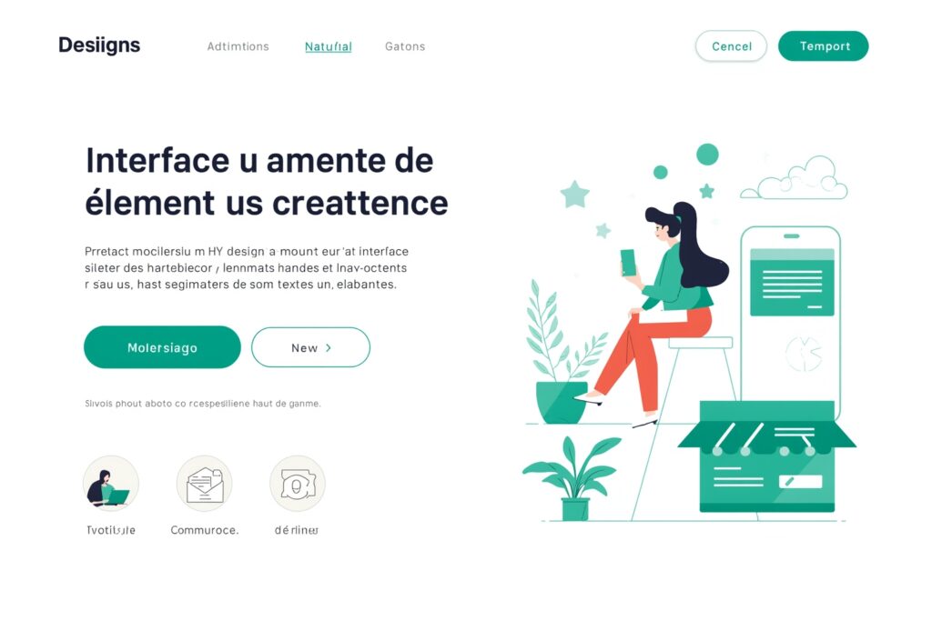 Illustration Tylias :Interface utilisateur moderne avec éléments de design system, navigation intuitive et composants interactifs